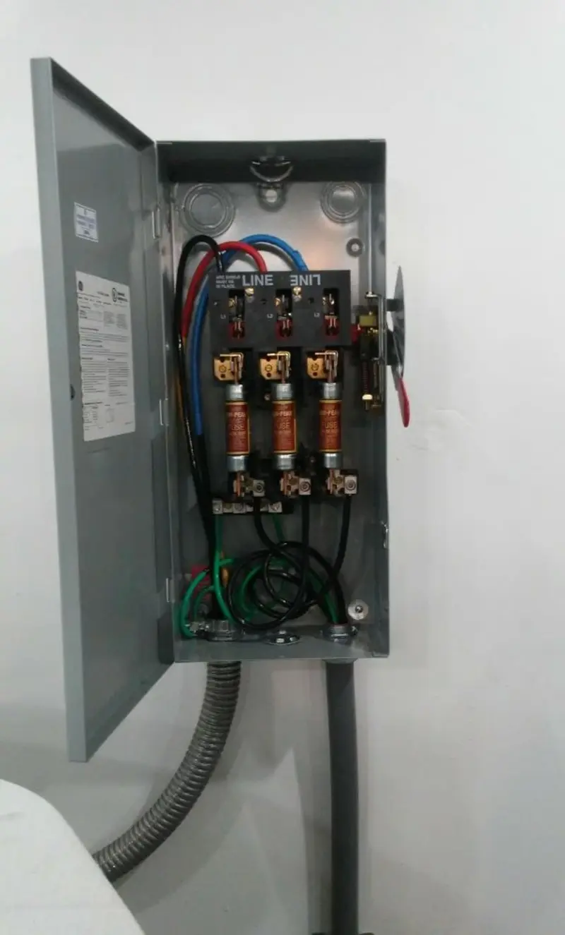 Three-phase disconnect switch installed for Electrical Wiring & Rewiring in Sudley